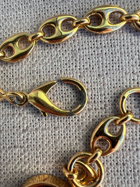 Vintage Rare 1970’s Gucci GG Logo Pendant Mariner Link Chain Belt Gold Plated main image 6